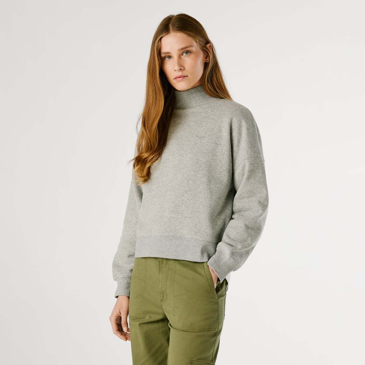 Sweat À Col Côtelé Avec Logo gris, PEPE JEANS