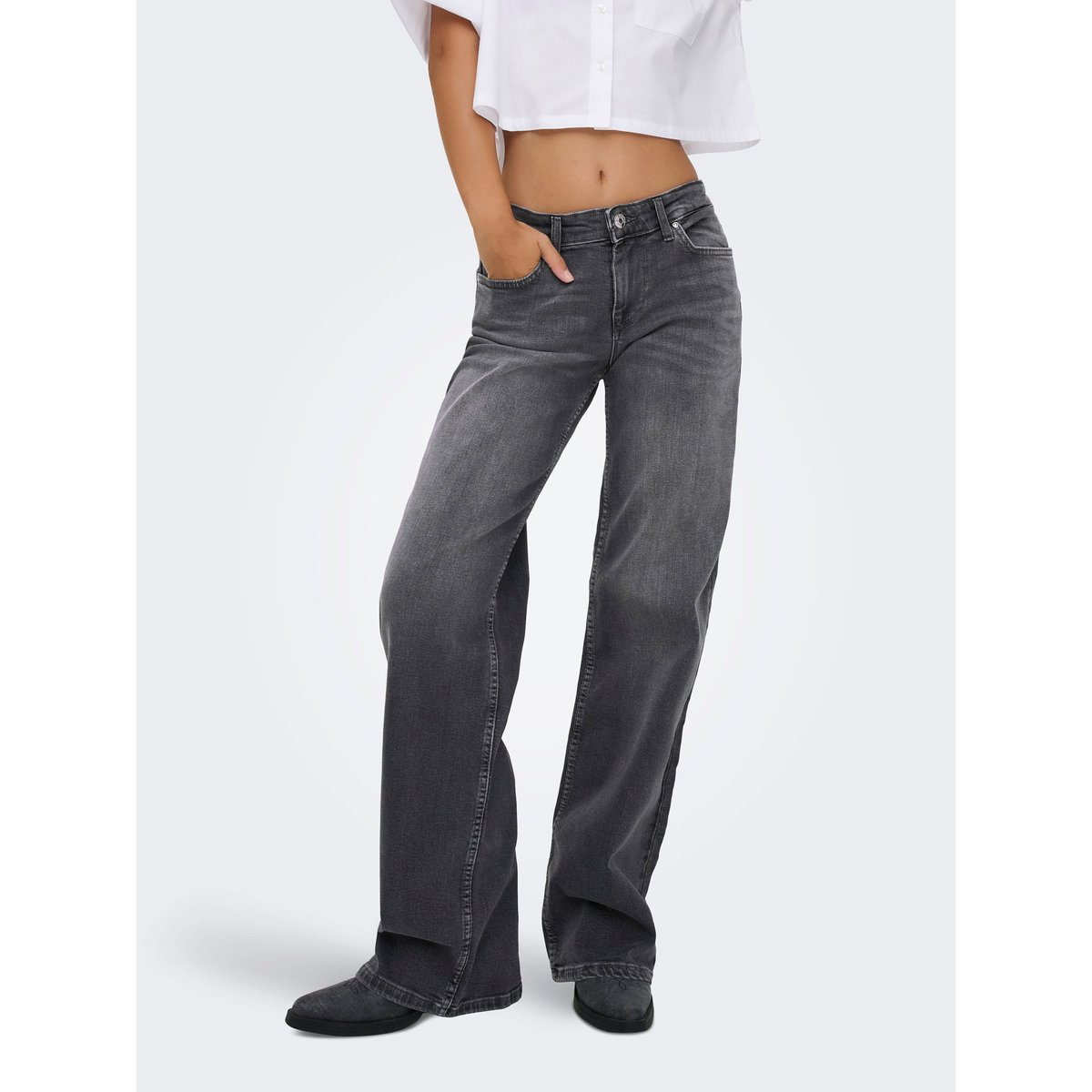 Jean À Jambe Large grey denim, ONLY