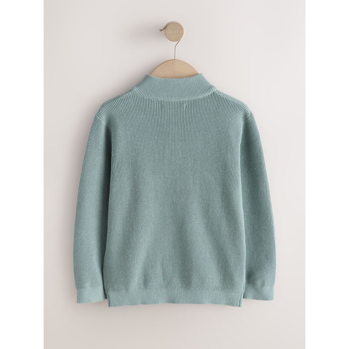 Pull en maille texturée avec col zippé bleu minéral, NEXT