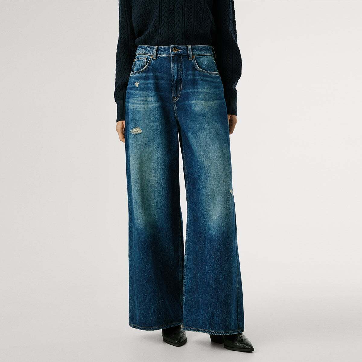 Jaimy - Jean Coupe Large, Taille Haute vintage usé moyen teinté, PEPE JEANS