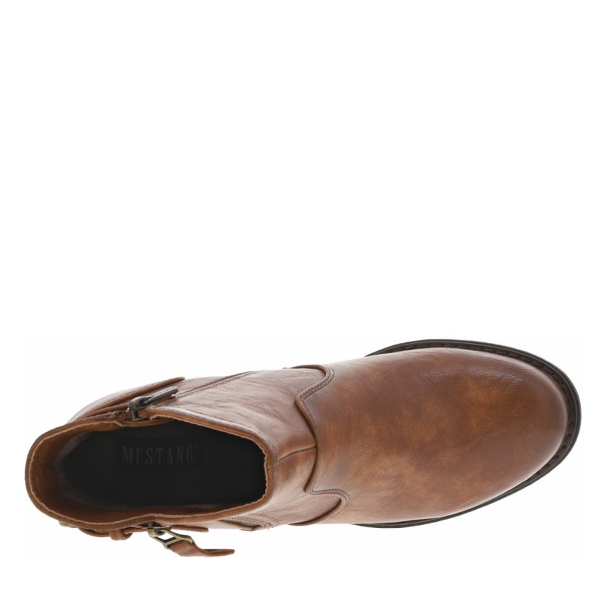 Boots cognac à talon décroché haut avec un zip côté interne cognac, MUSTANG