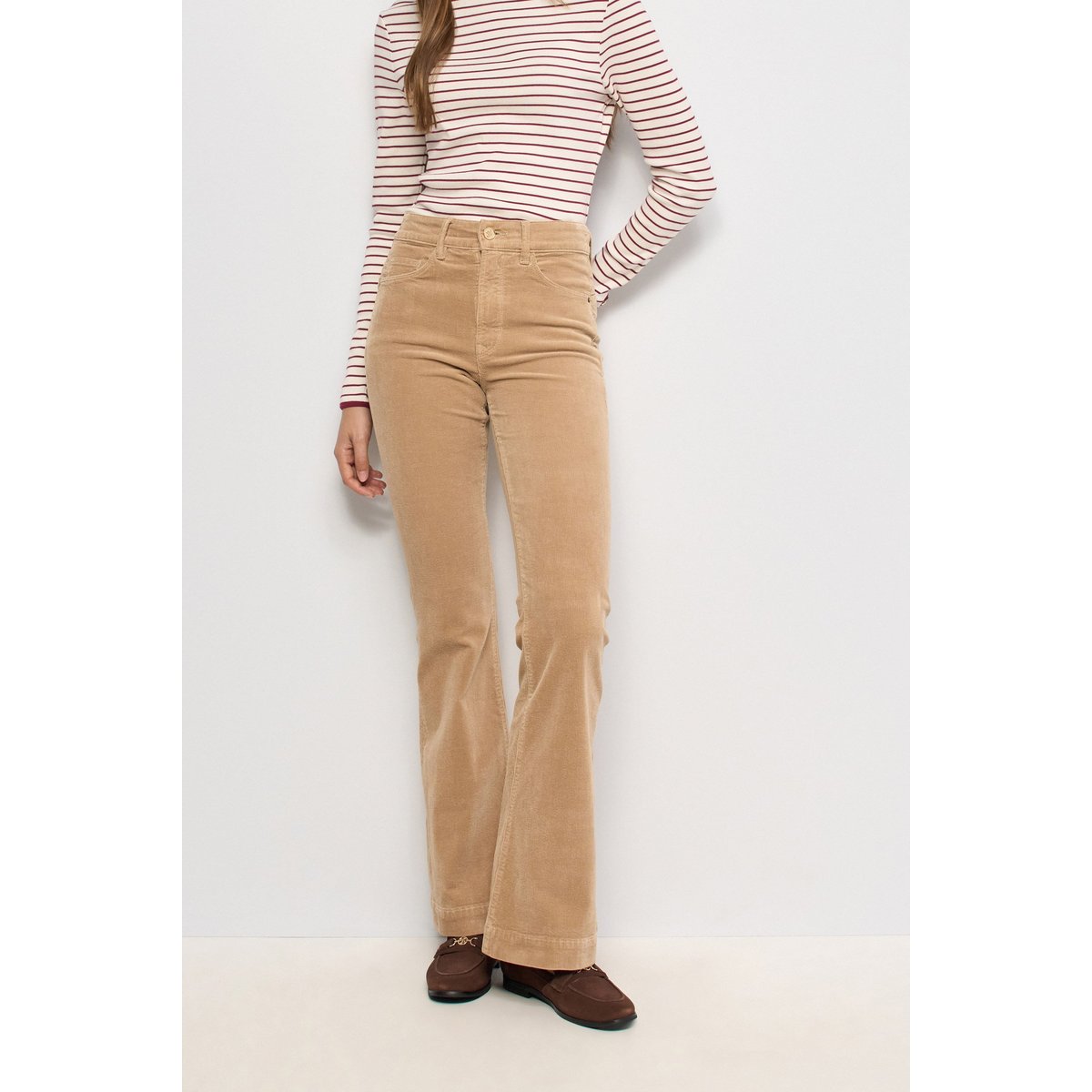JEAN FAITH PUSH IN FLARE EN VELOURS CÔTELÉ beige, SALSA JEANS