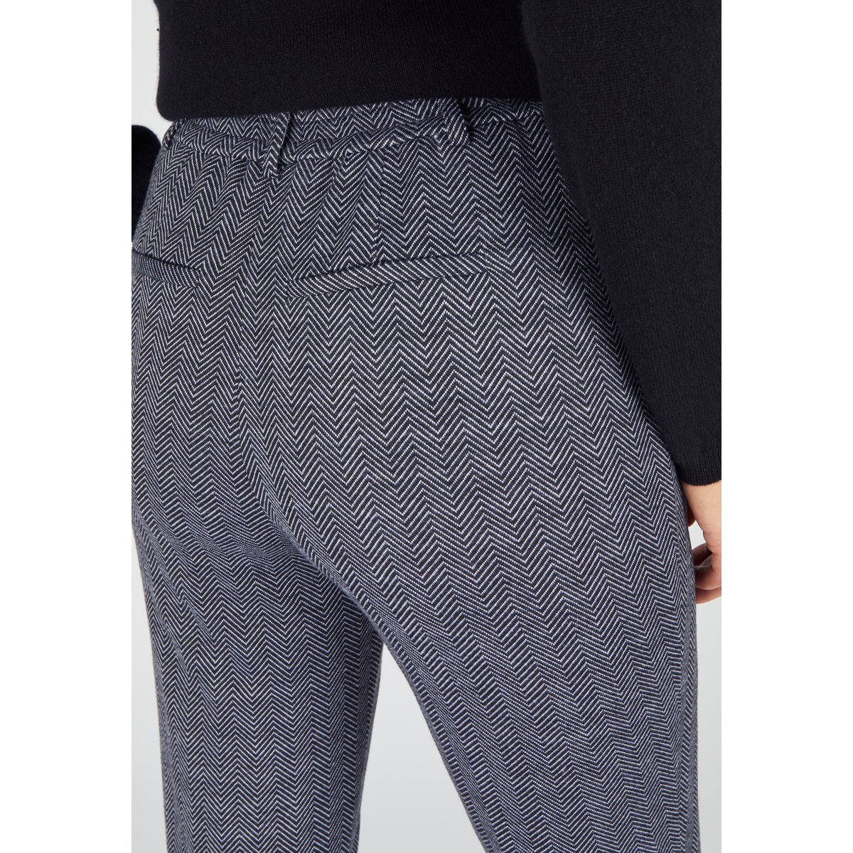 Pantalon enfilable maille jacquard émerisée bleu chevrons, DAMART