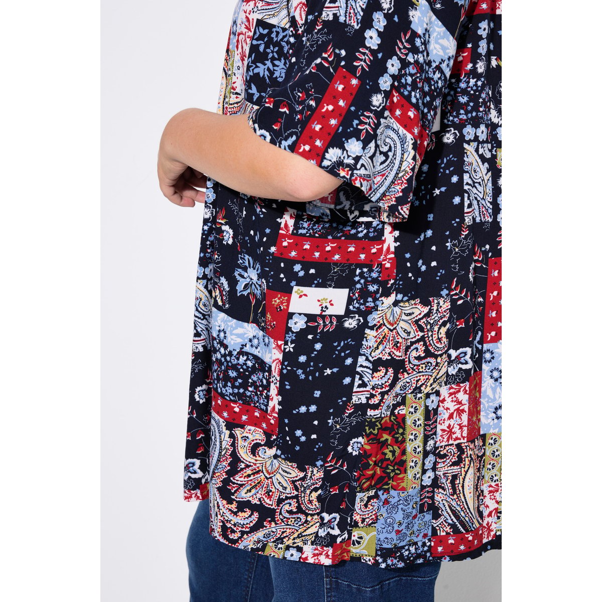 Blouse smockée, coupe trapèze marine, ULLA POPKEN