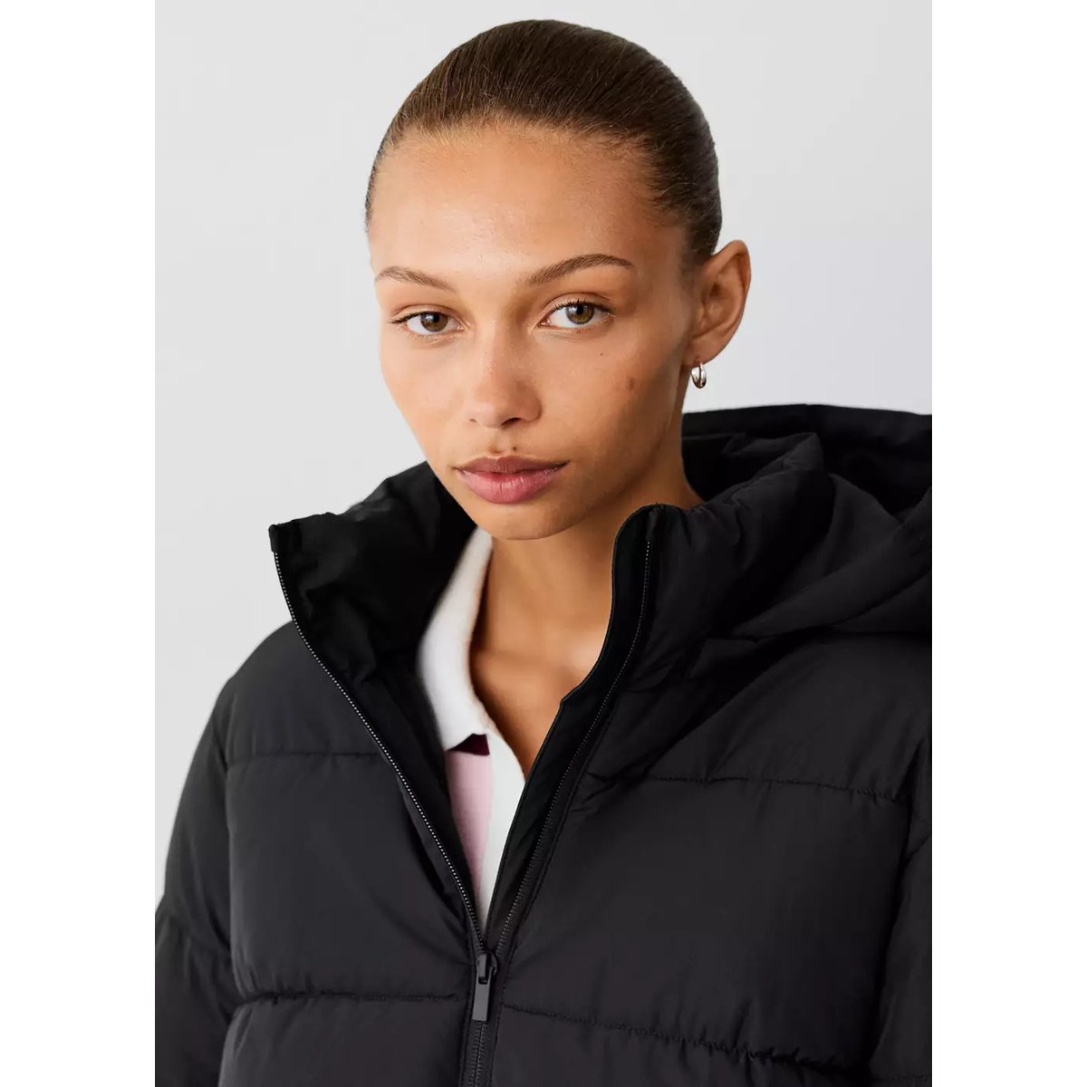Anorak matelassé à capuche noir, MANGO TEEN