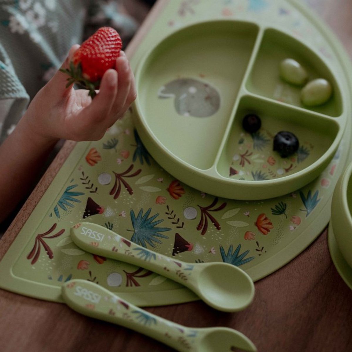 Set de table en silicone ANIMAUX vert, SASSI