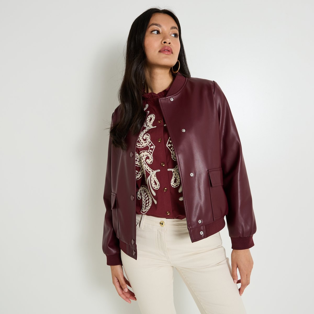 Bomber en simili orange bordeaux, GRAIN DE MALICE