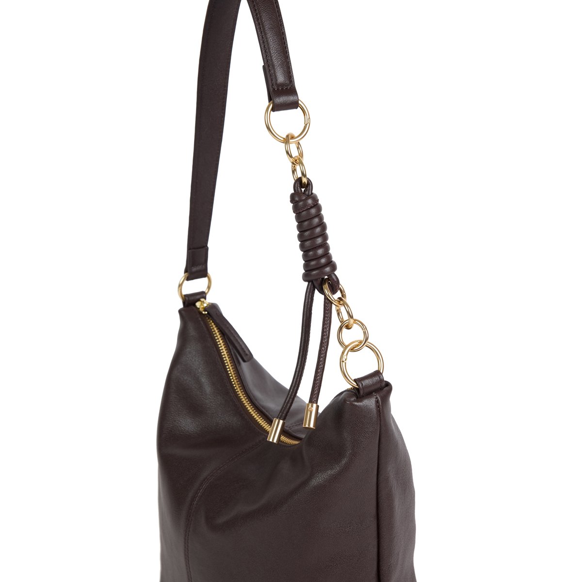 Sac à main en cuir avec chaîne SORA chocolat, NAT & NIN