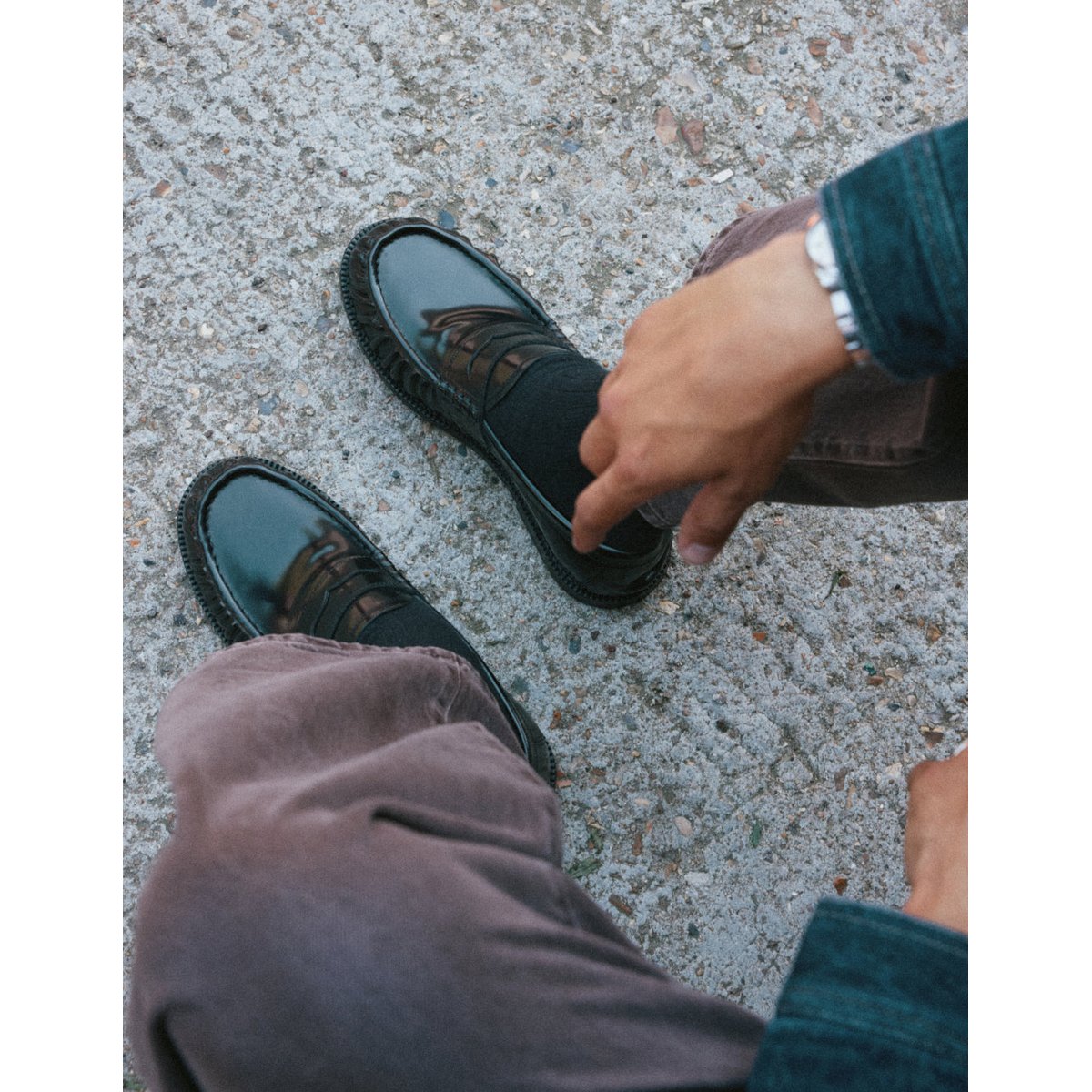 Mocassins OLIO cuir box noir, ODAJE