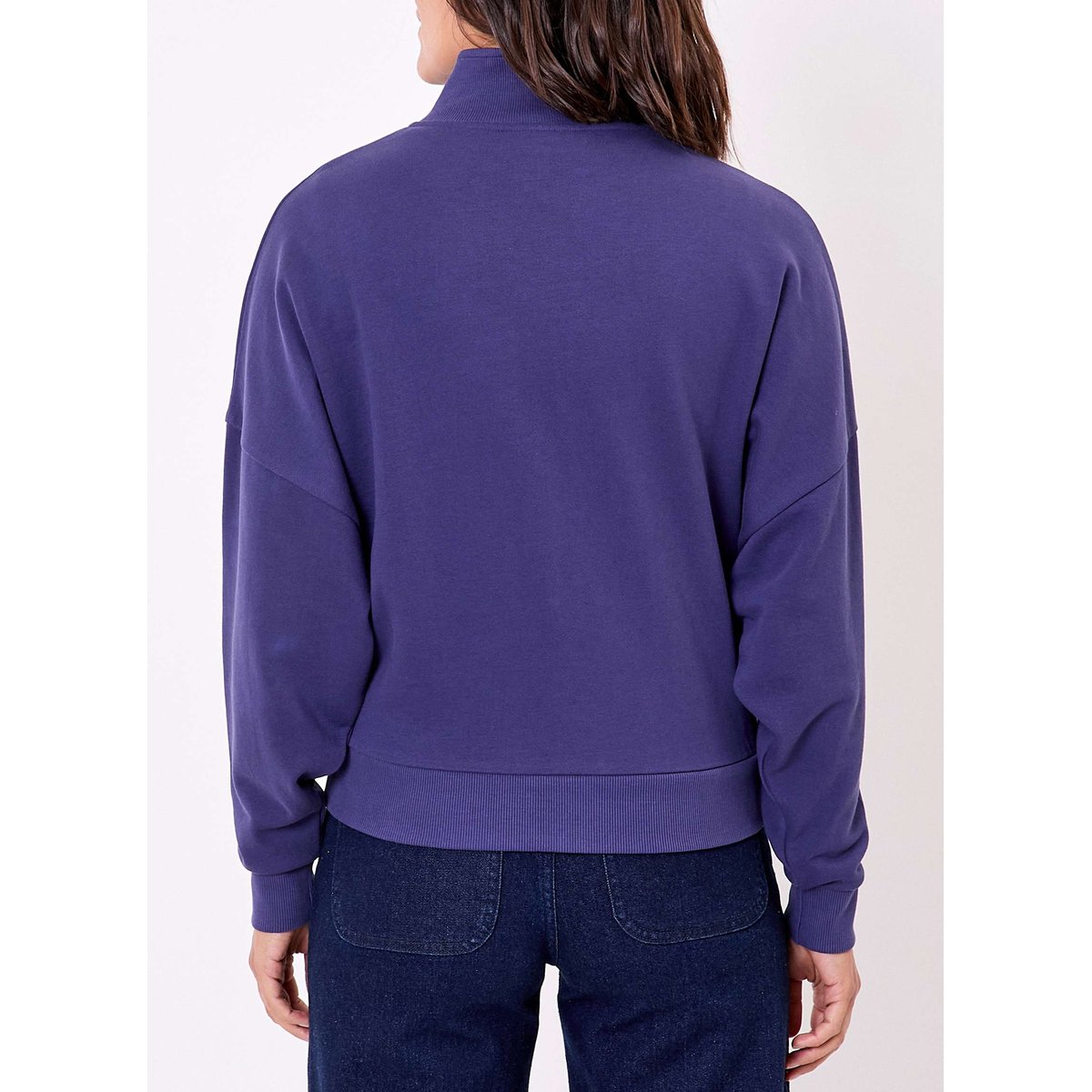 Sweat zippé coton bio TRESOR bleu dark blue, PRINCESSE NOMADE