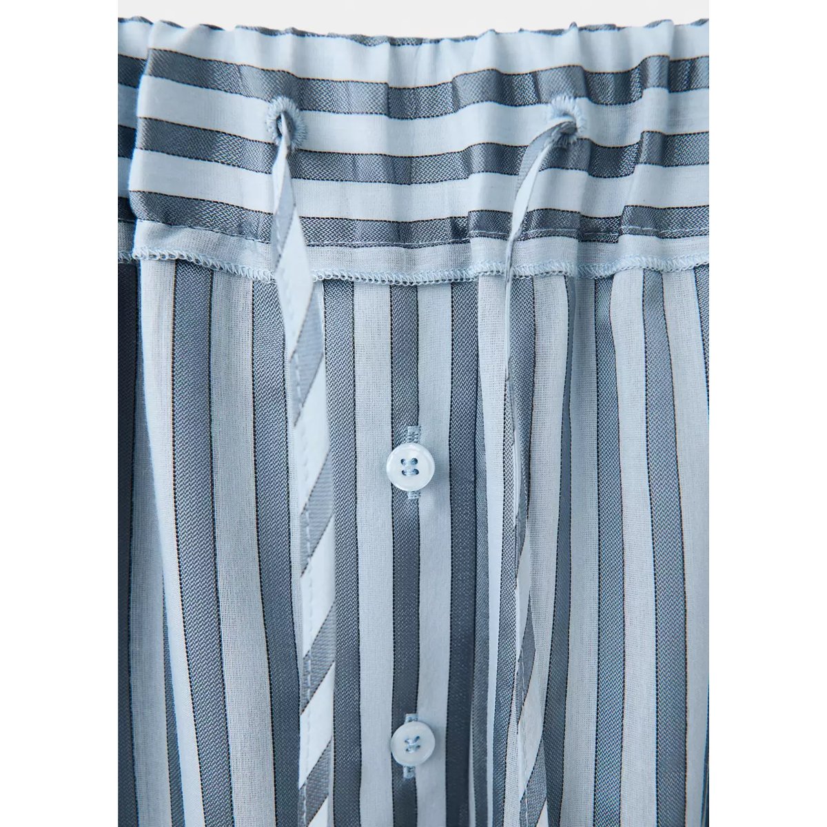 Pantalon de pyjama en mélange de soie à rayures bleu, MANGO