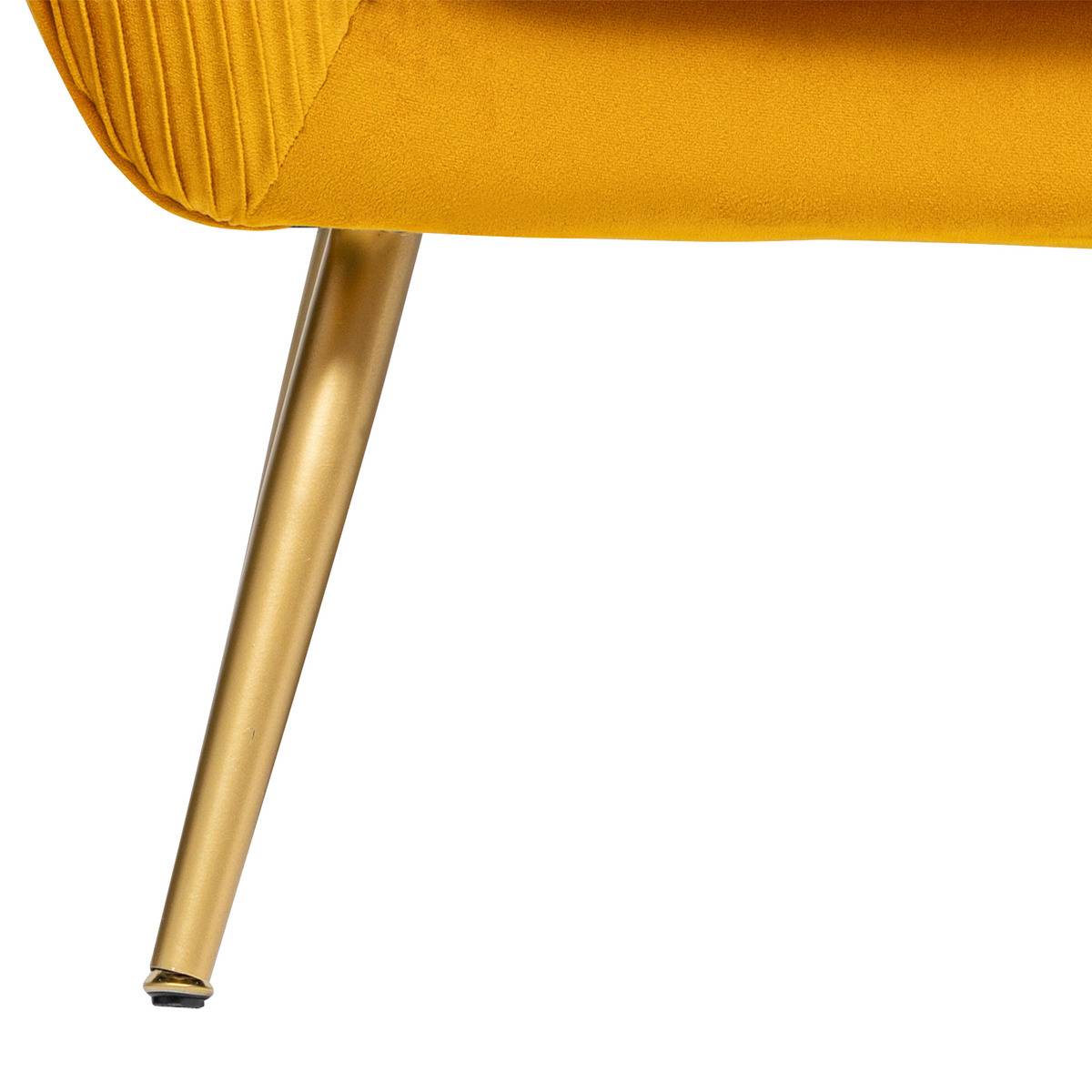 Banquette 2 places en velours plissé SOLARO ocre, ATMOSPHERA