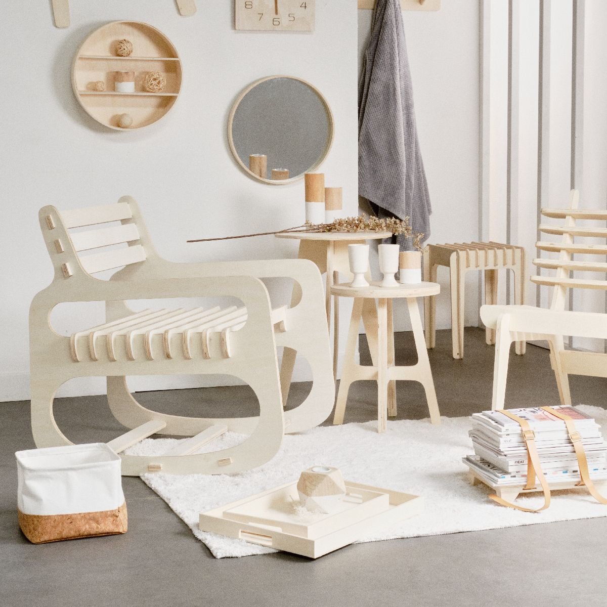 Rocking chair SIMPLICITY beige, FACTORY