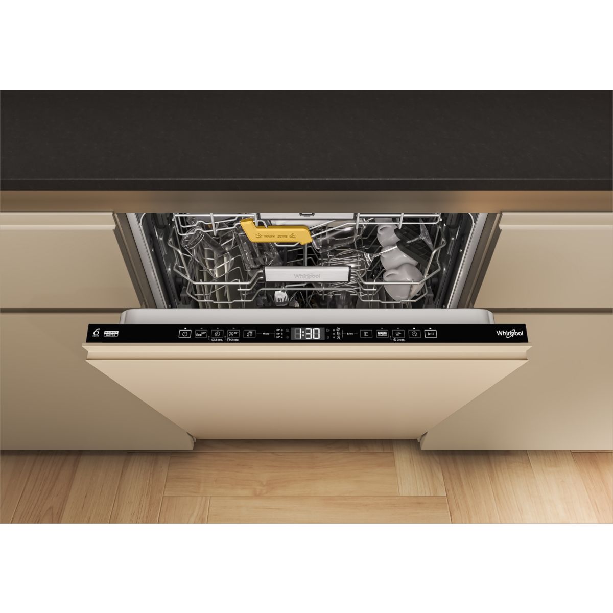 Lave vaisselle encastrable W8IHT40T Maxispace SpaceClean tout intégrable, WHIRLPOOL