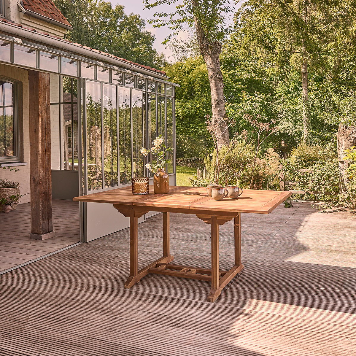 Table de jardin en teck huilé extensible 6/8 places  BALI marron, BERAH GETAH