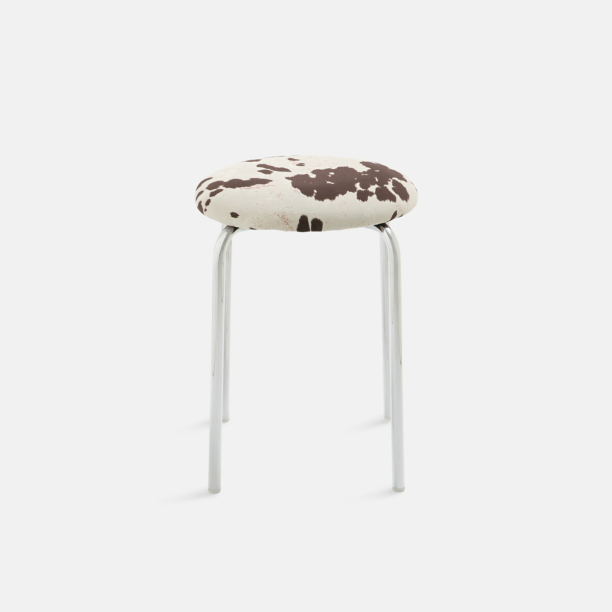 Tabouret, en chrome et tissu velours imprimé vache, AVINO imprimé vache, LA REDOUTE INTERIEURS