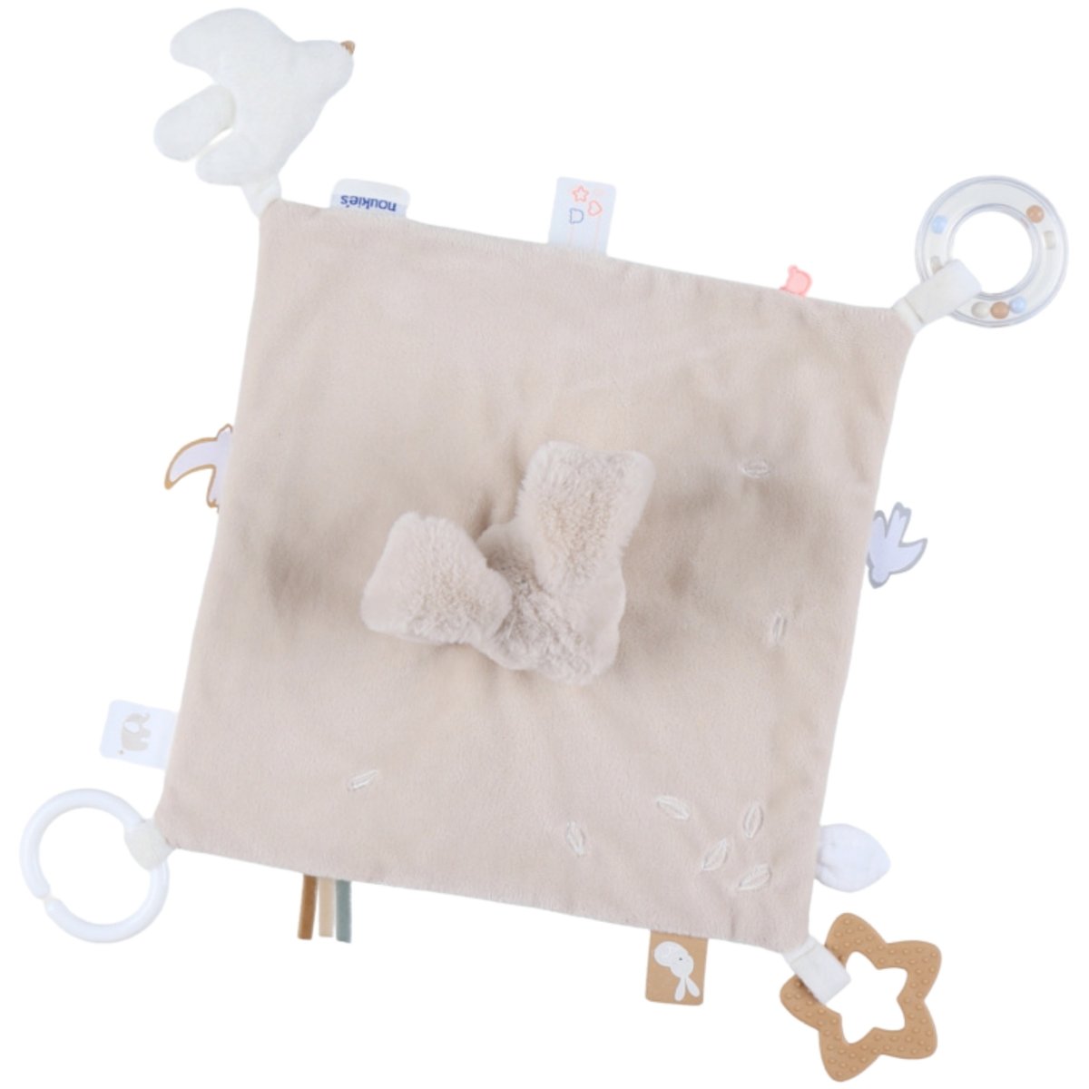 Doudou plat attache sucette beige, NOUKIE'S