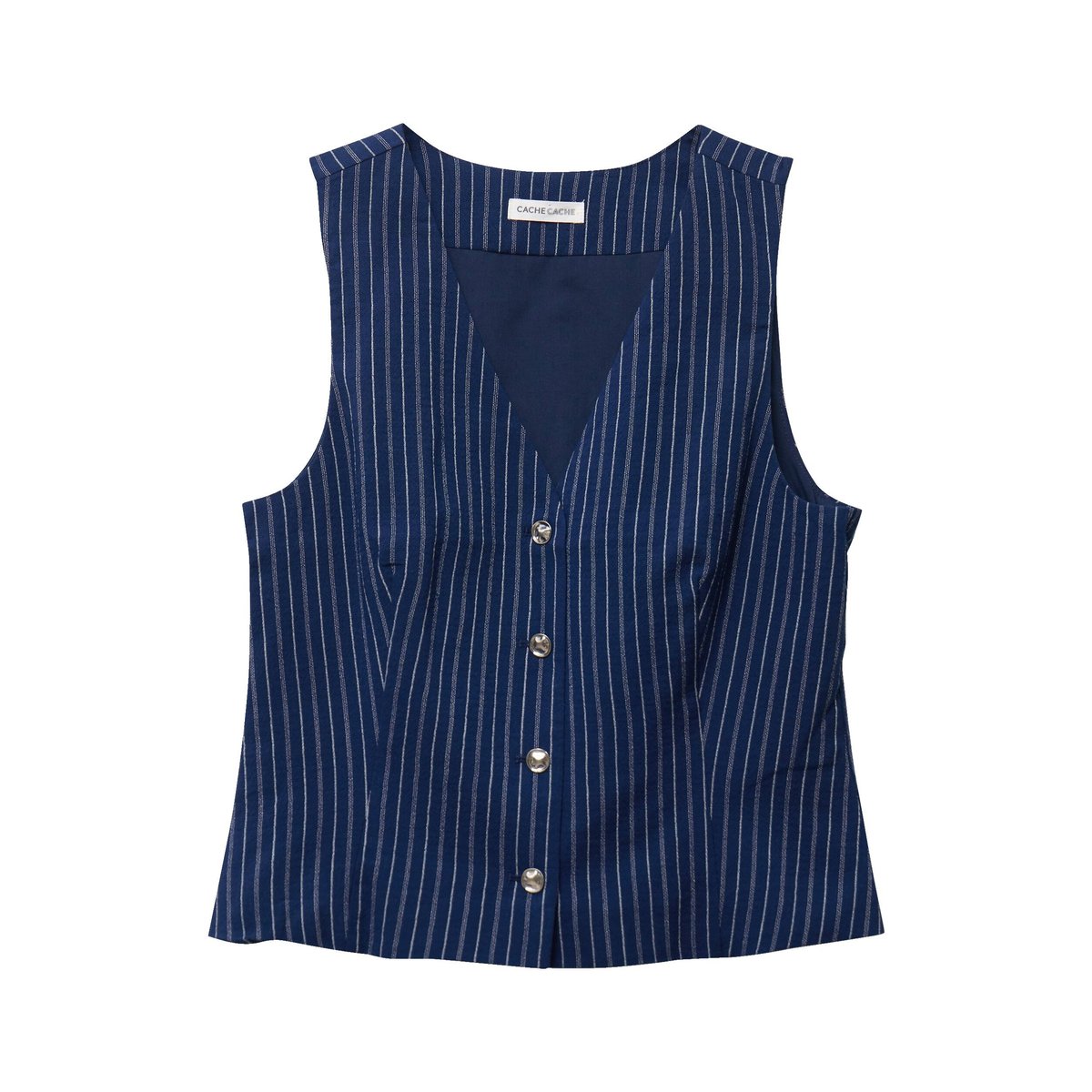 Gilet ajusté sans manches col rond bleu, CACHE CACHE