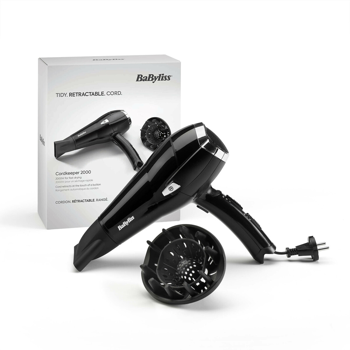 Haartrockner Retracord System 2000 W schwarz, BABYLISS