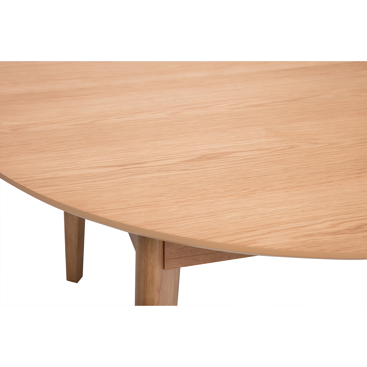 Table à manger ronde extensible avec rallonges intégrées en bois clair chêne L120-150 cm ANSEL couleur unique, MILIBOO