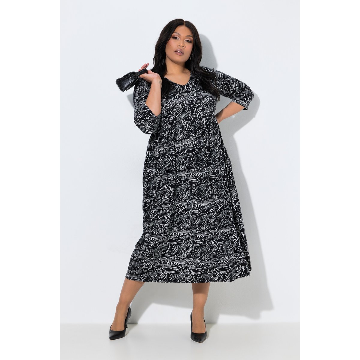 Robe maxi en jersey noir, ULLA POPKEN