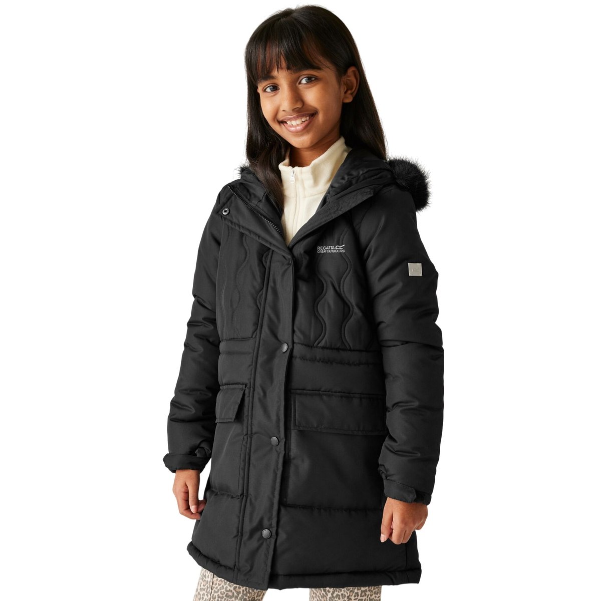 Veste matelassée à capuche duveteuse FABRIZIA noir, REGATTA