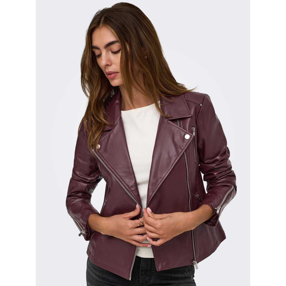 Blouson Court Fermeture Zippée decadent chocolate, ONLY