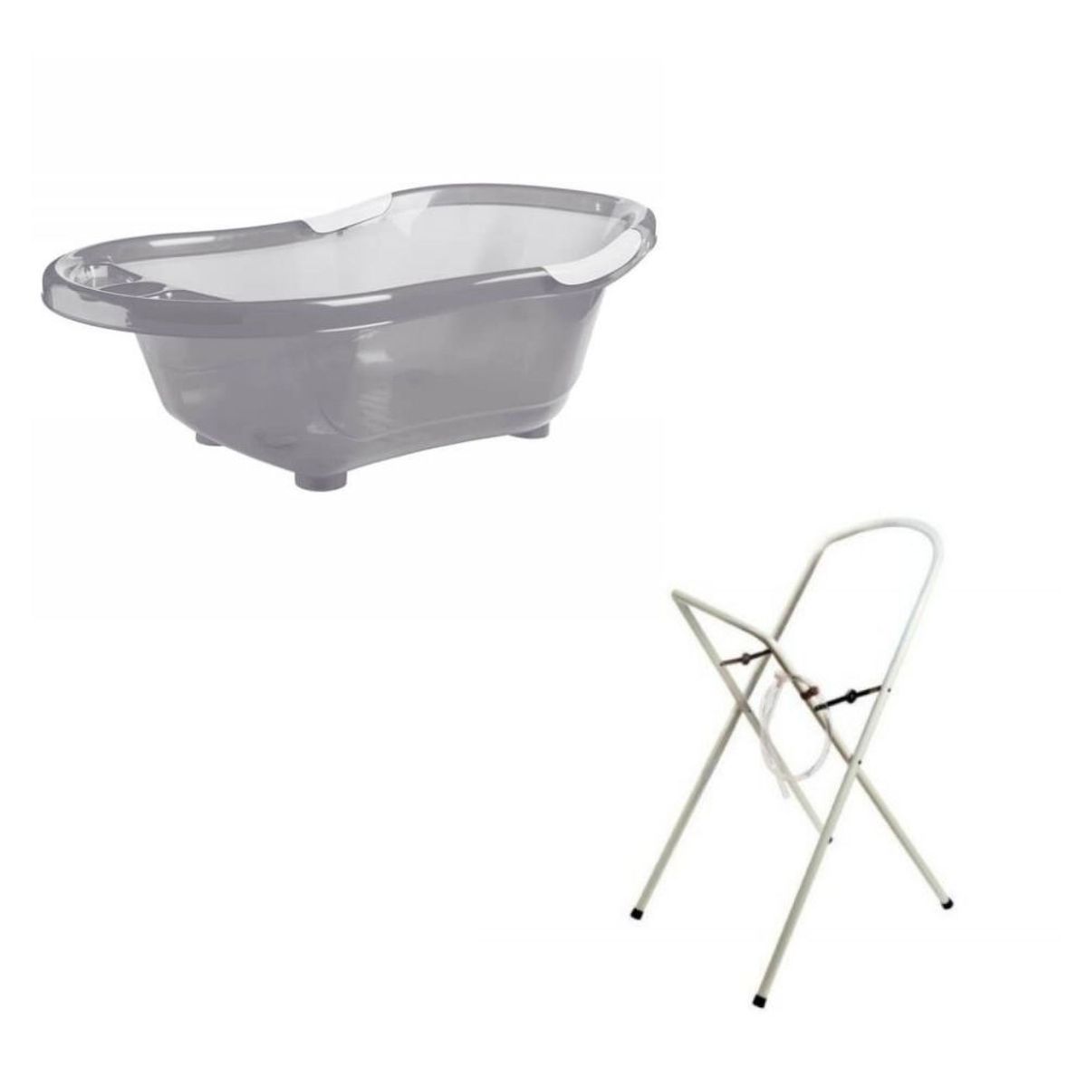 Baignoire bébé grise avec vidange + support à pied gris, DBB REMOND