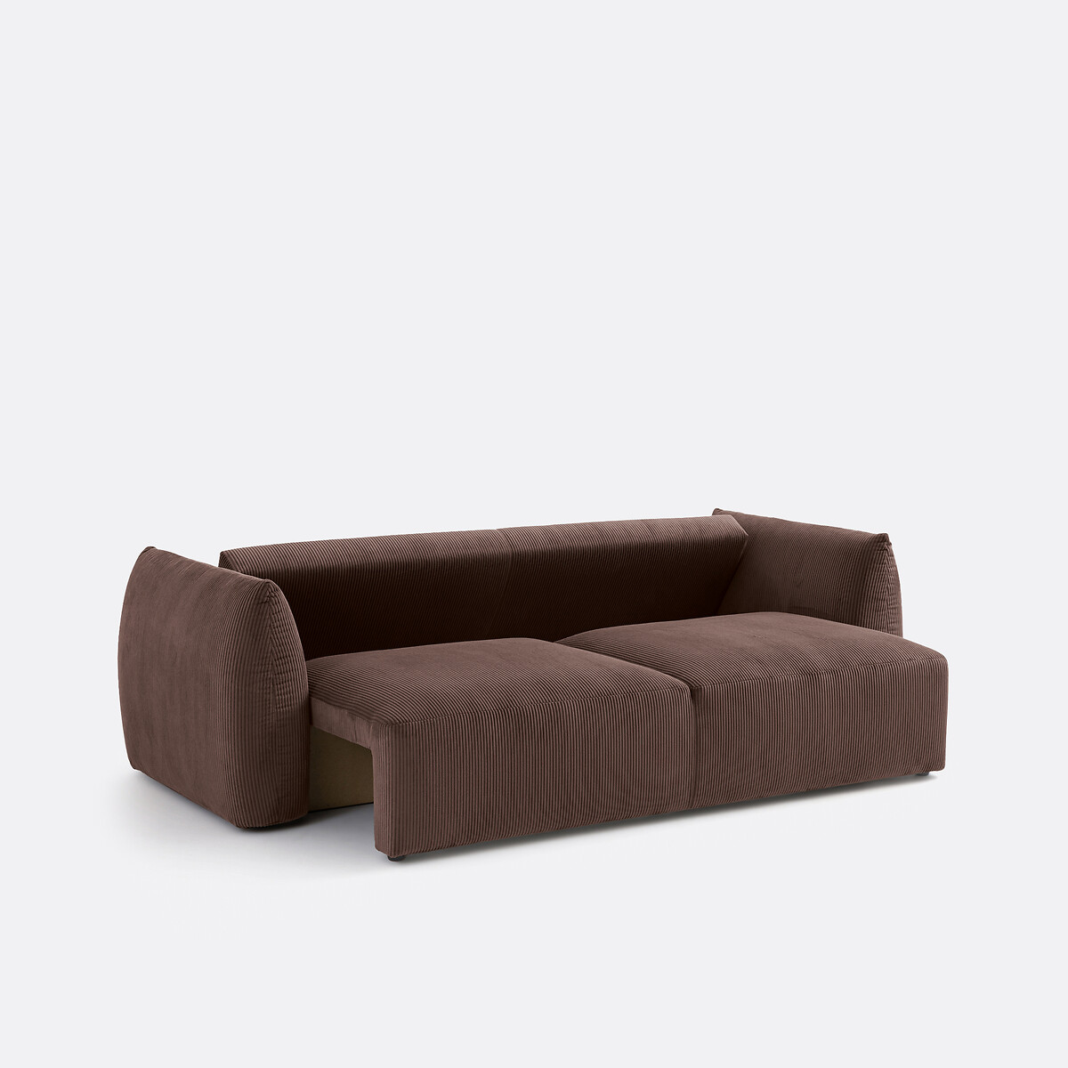 Sofá cama 3 plazas aterciopelado, Edith chocolate, LA REDOUTE INTERIEURS