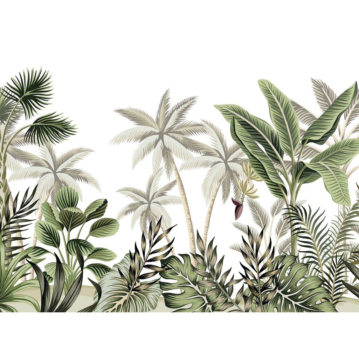 Papier peint panoramique jungle cacao intissé, HEXOA