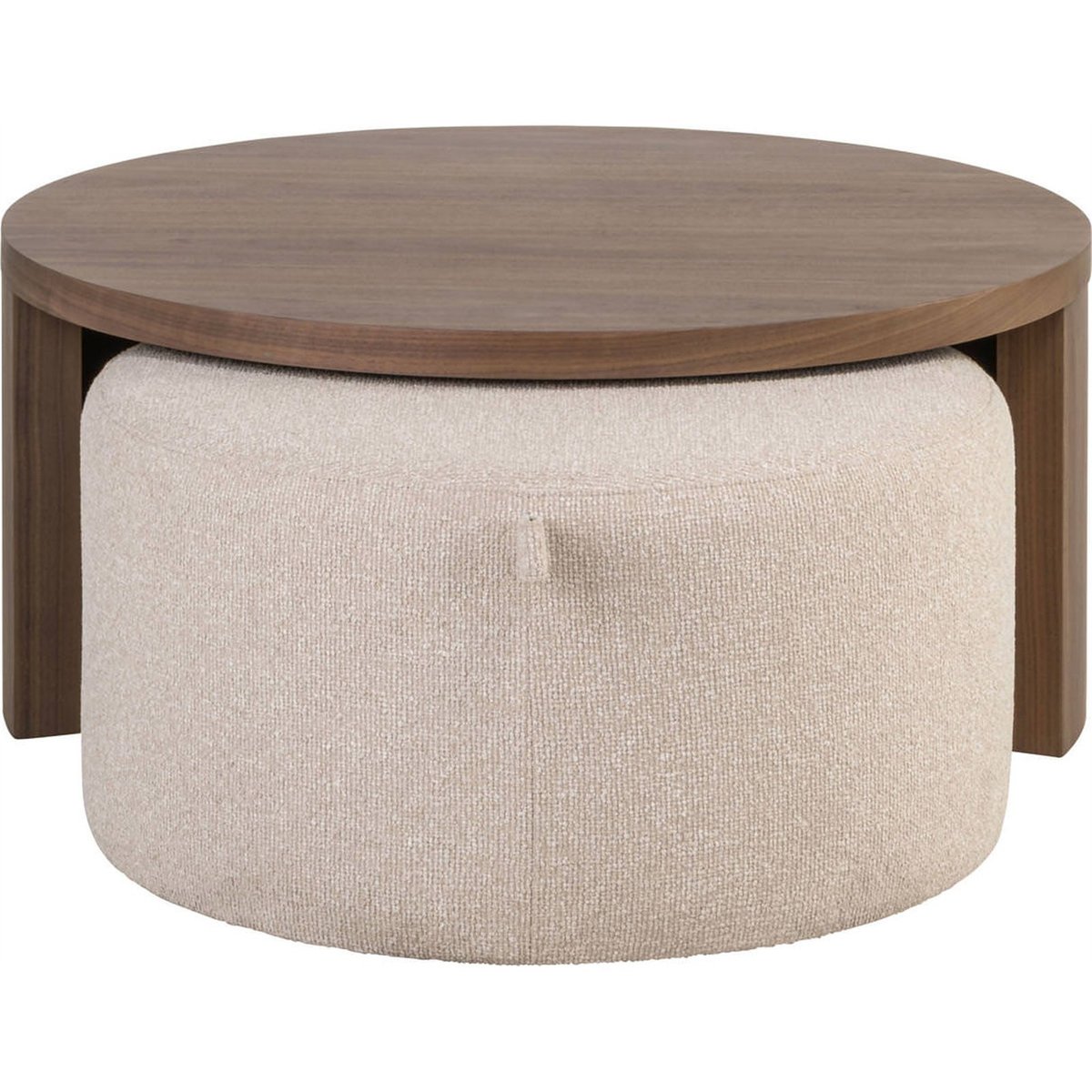 Lot de 2 tables basses rondes WINDSOR noyer et beige désert, RECOLLECTION