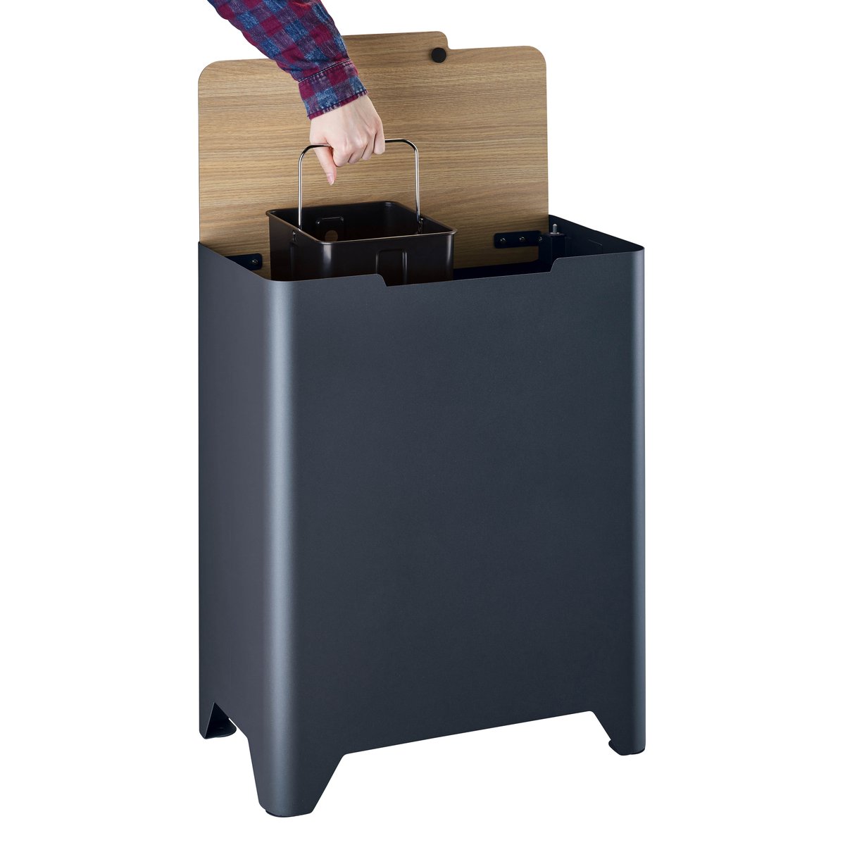 Poubelle cuisine de tri sélectif 2x20L avec seaux Made in France TRIBAK gris anthracite, PROSPER