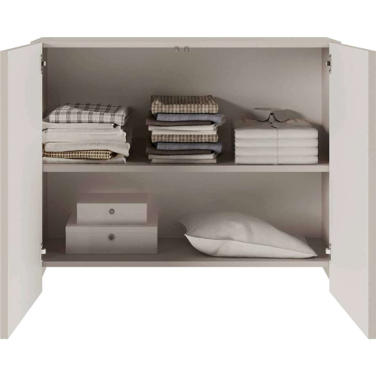 Buffet bas 2 portes rainurées collection ARKADIA cachemire mat et blanc, RECOLLECTION