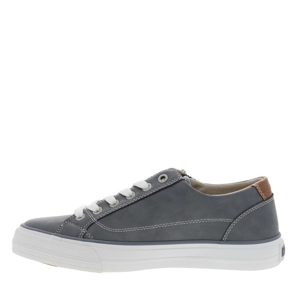 Tennis grises à semelle plate avec des lacets et un zip latéral gris, MUSTANG