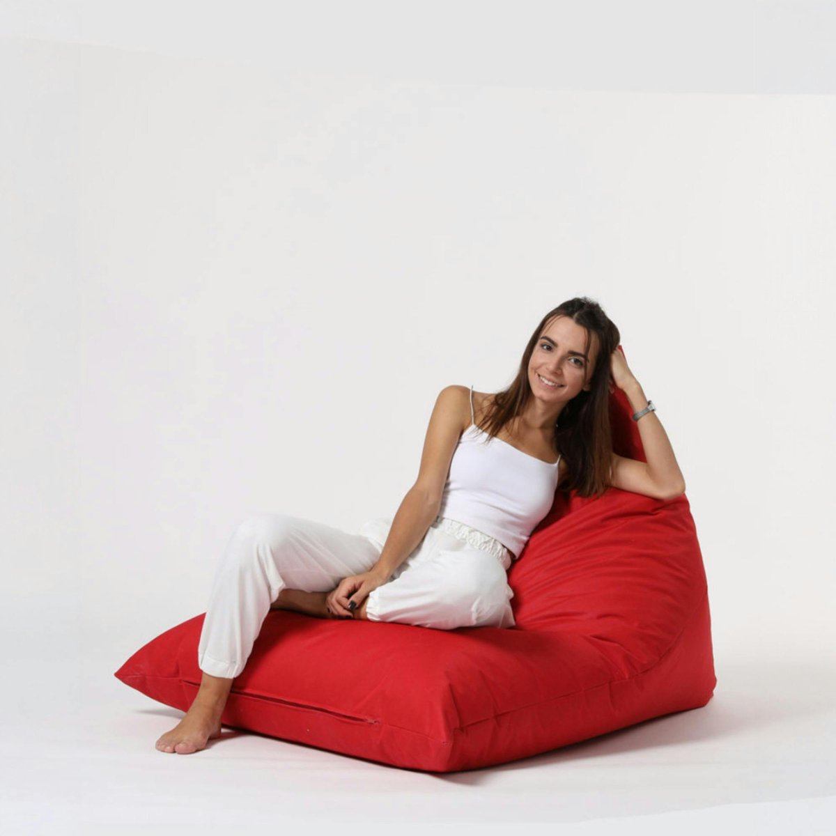 Pouf berlingot pour jardin et terrasse ARTA rouge, PIER IMPORT