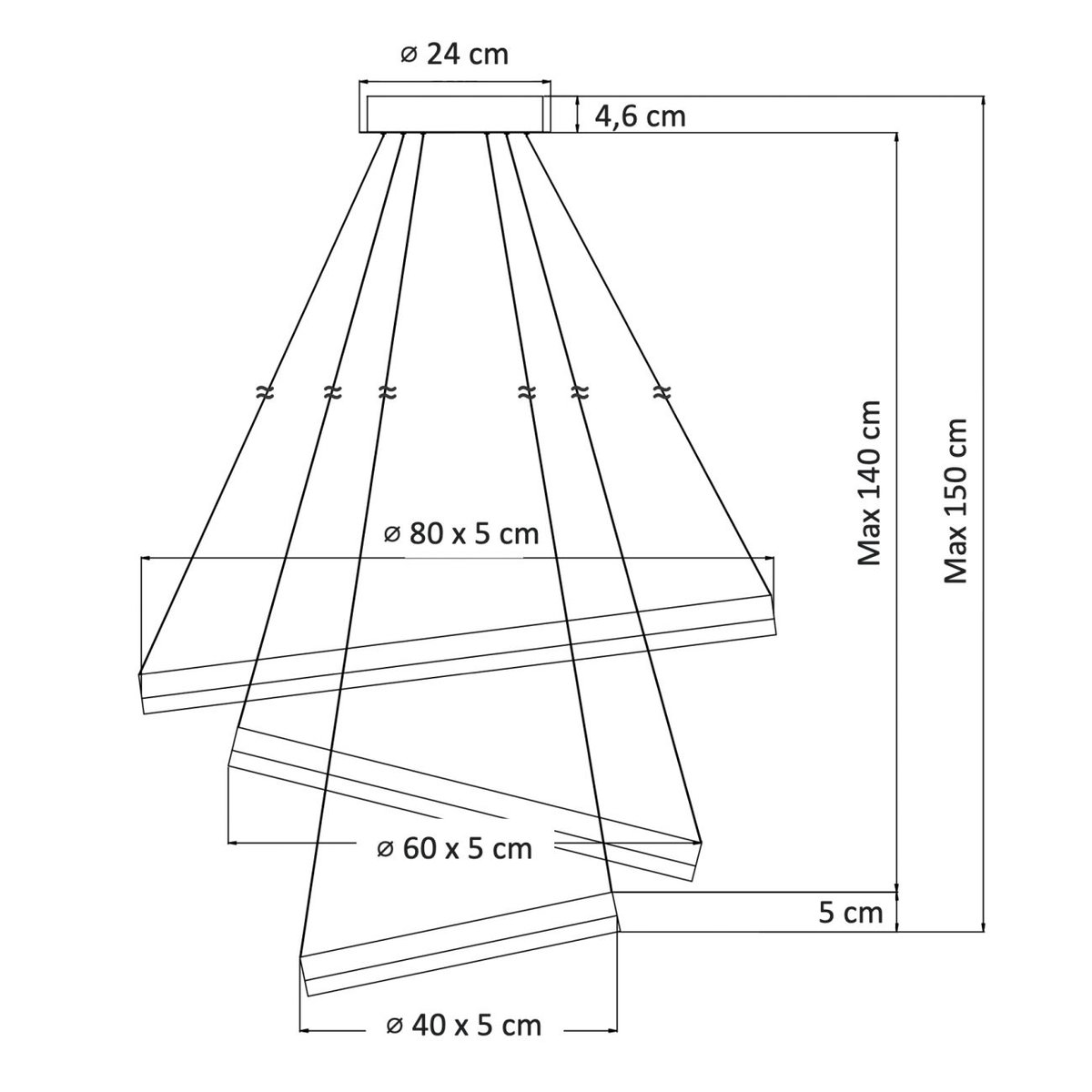 Suspension à trois anneaux LED - NETTUNO blanc, KOSILUM