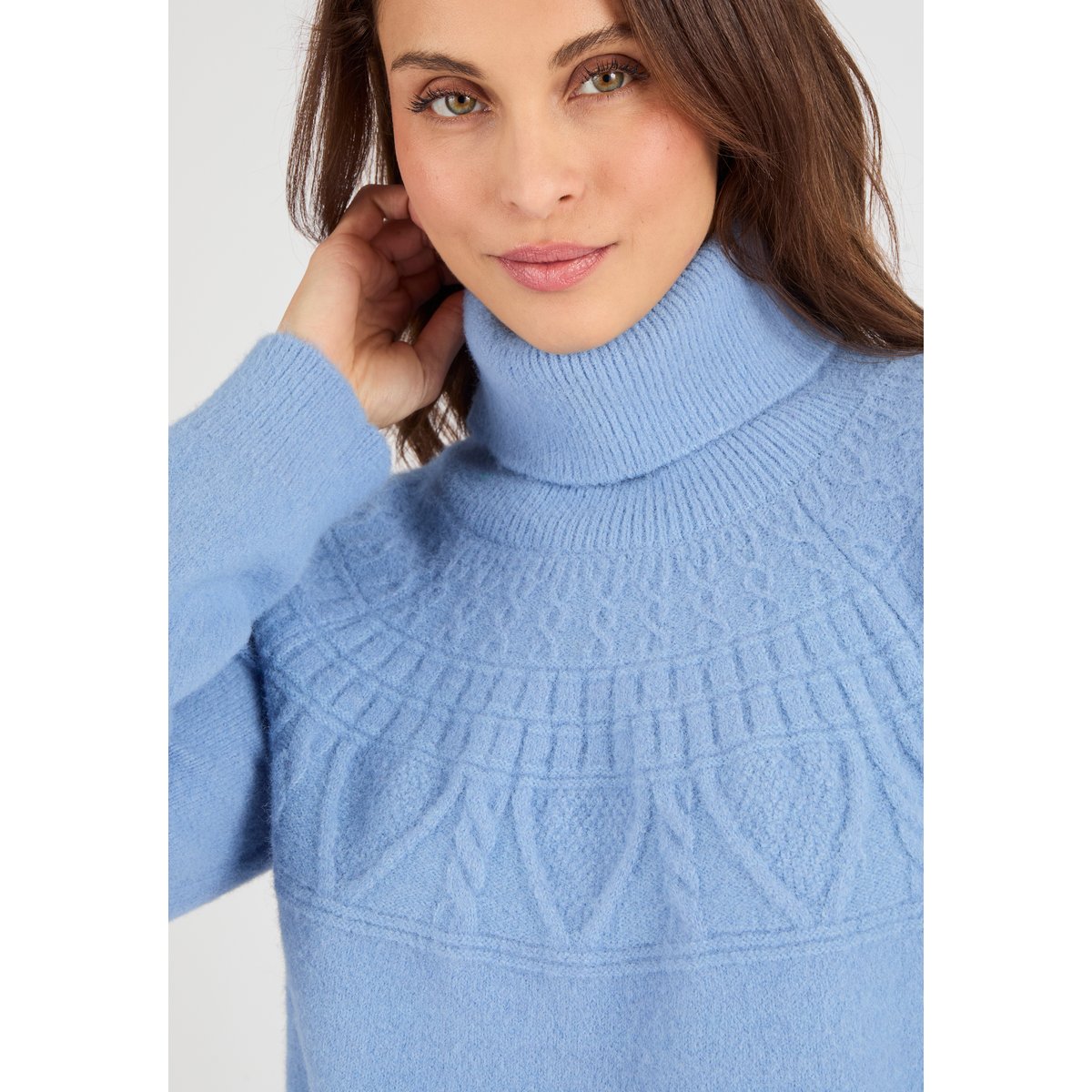 Pull maille fantaisie Thermolactyl bleu, DAMART