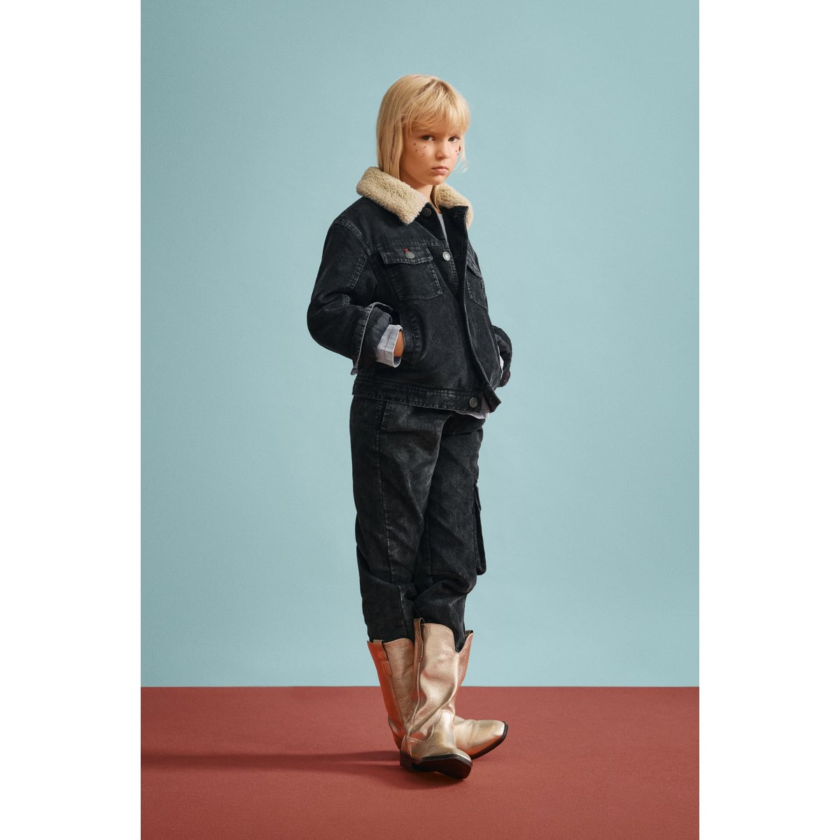 Veste à col en mouton noir, DESIGUAL