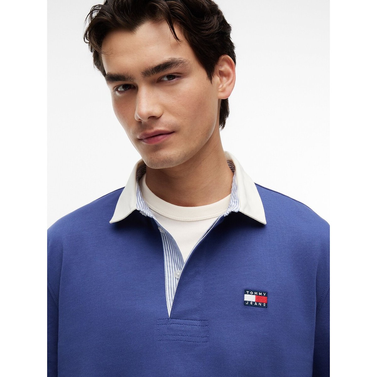 Long Sleeve Rugby Polo Shirt dark blue, TOMMY JEANS