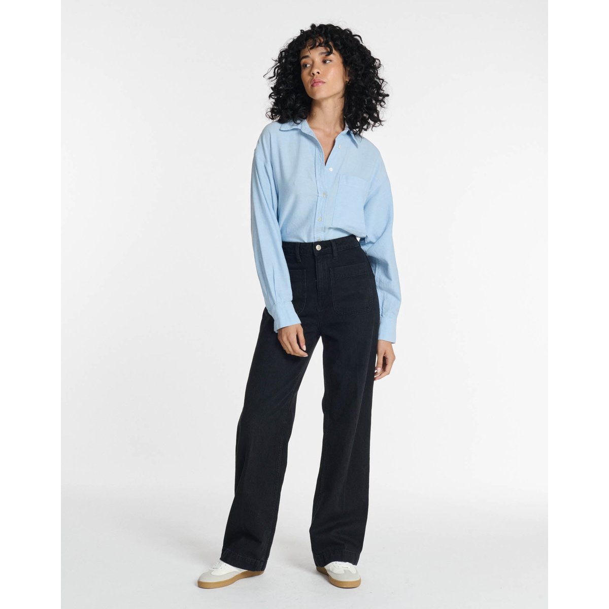 Jeans droit large taille haute regular bl 80, LABDIP