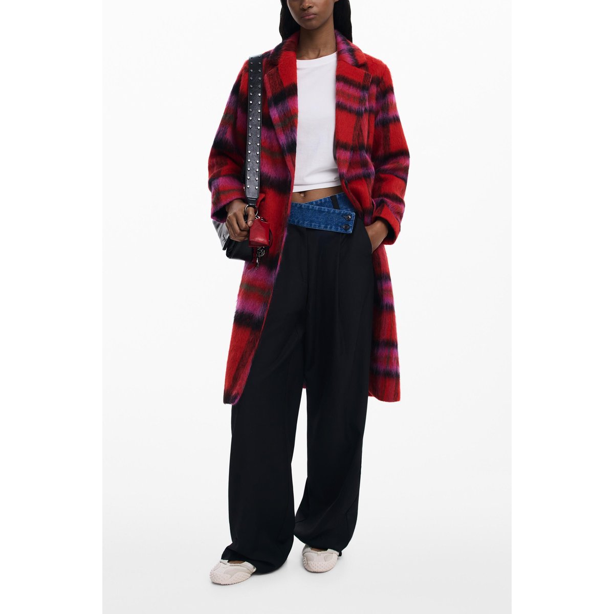 Manteau à carreaux rouges rouge, DESIGUAL