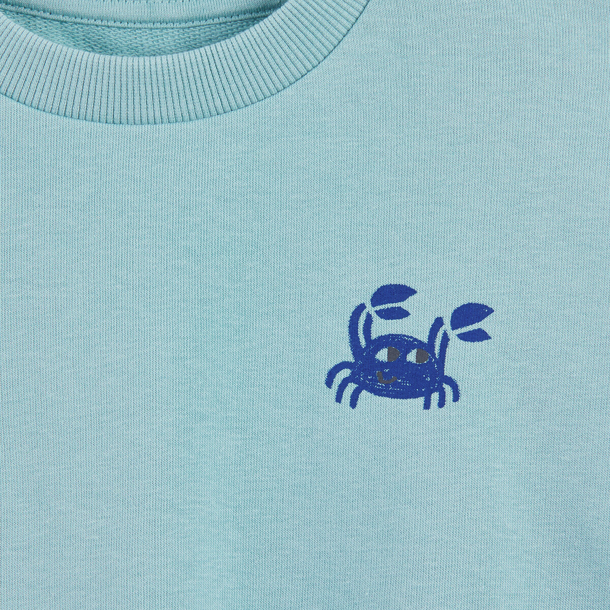 Sweat imprimé crabe devant et dos en molleton bleu, LA REDOUTE COLLECTIONS