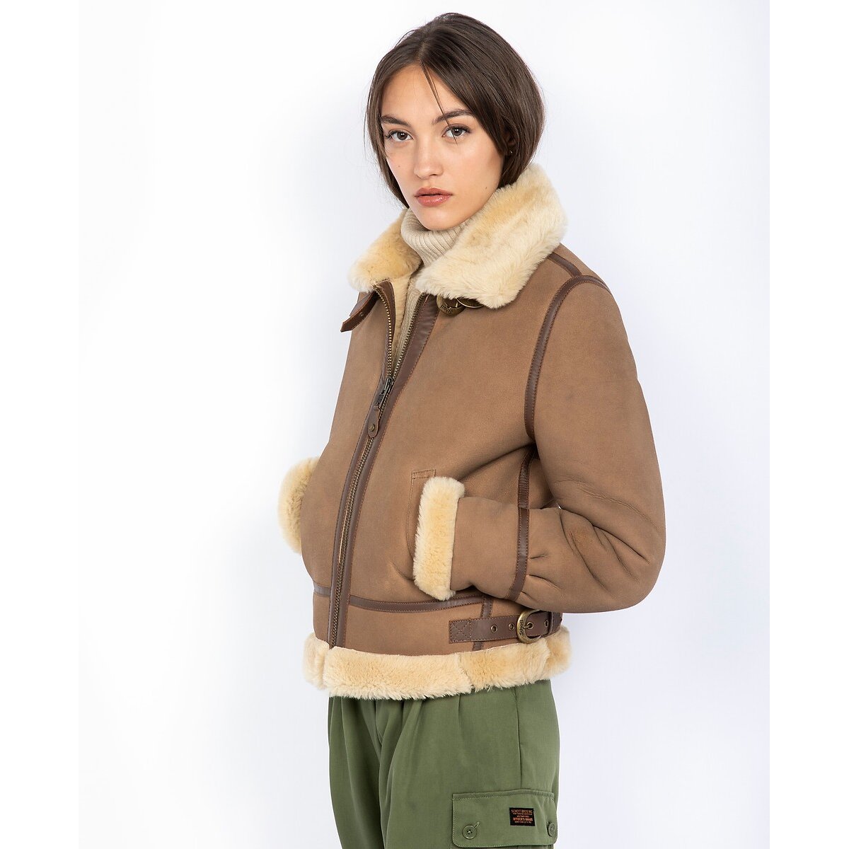 Blusão em pele de carneiro, LCW1255A camel, SCHOTT