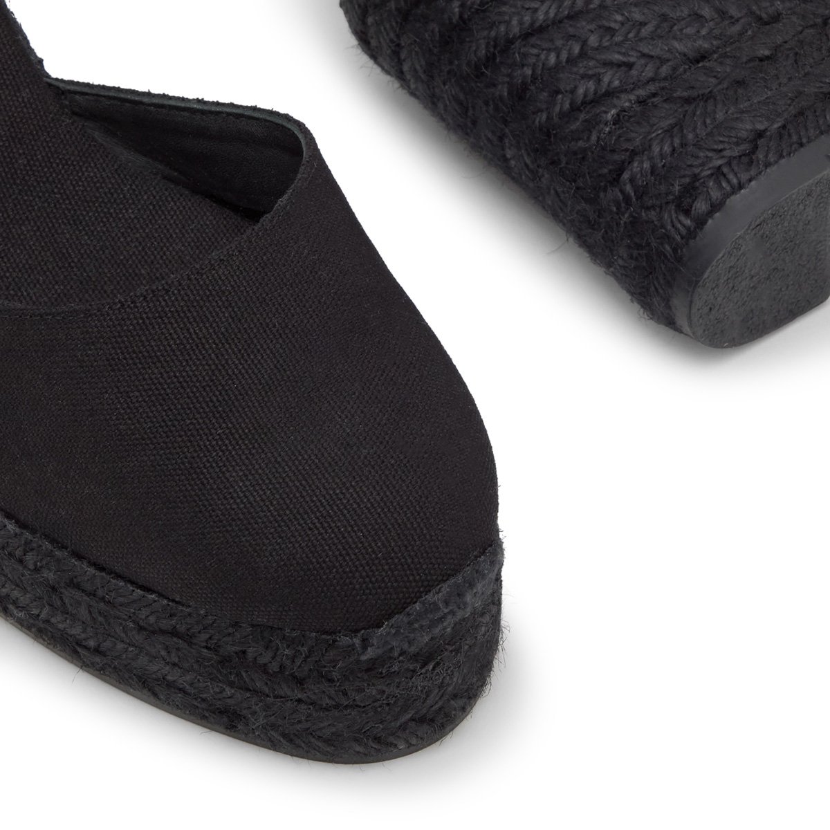 Espadrilles compensées à lacets avec plateforme tressée CARINA EXTRA PLATFORM noir, CASTANER