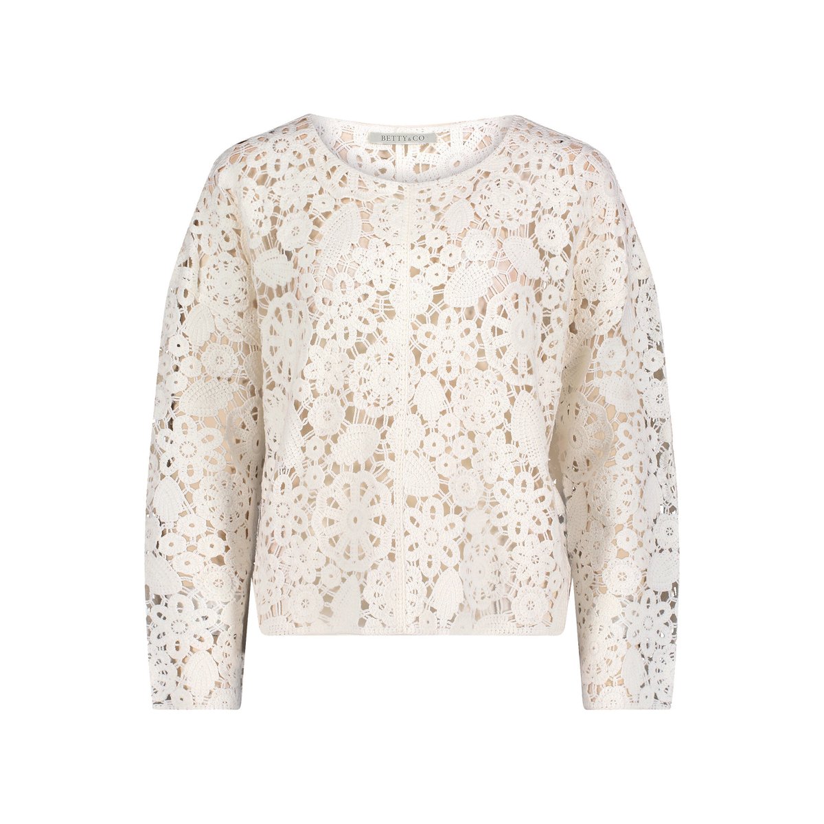 Pull-over en maille ajourée à encolure bateau blanc, BETTY & CO