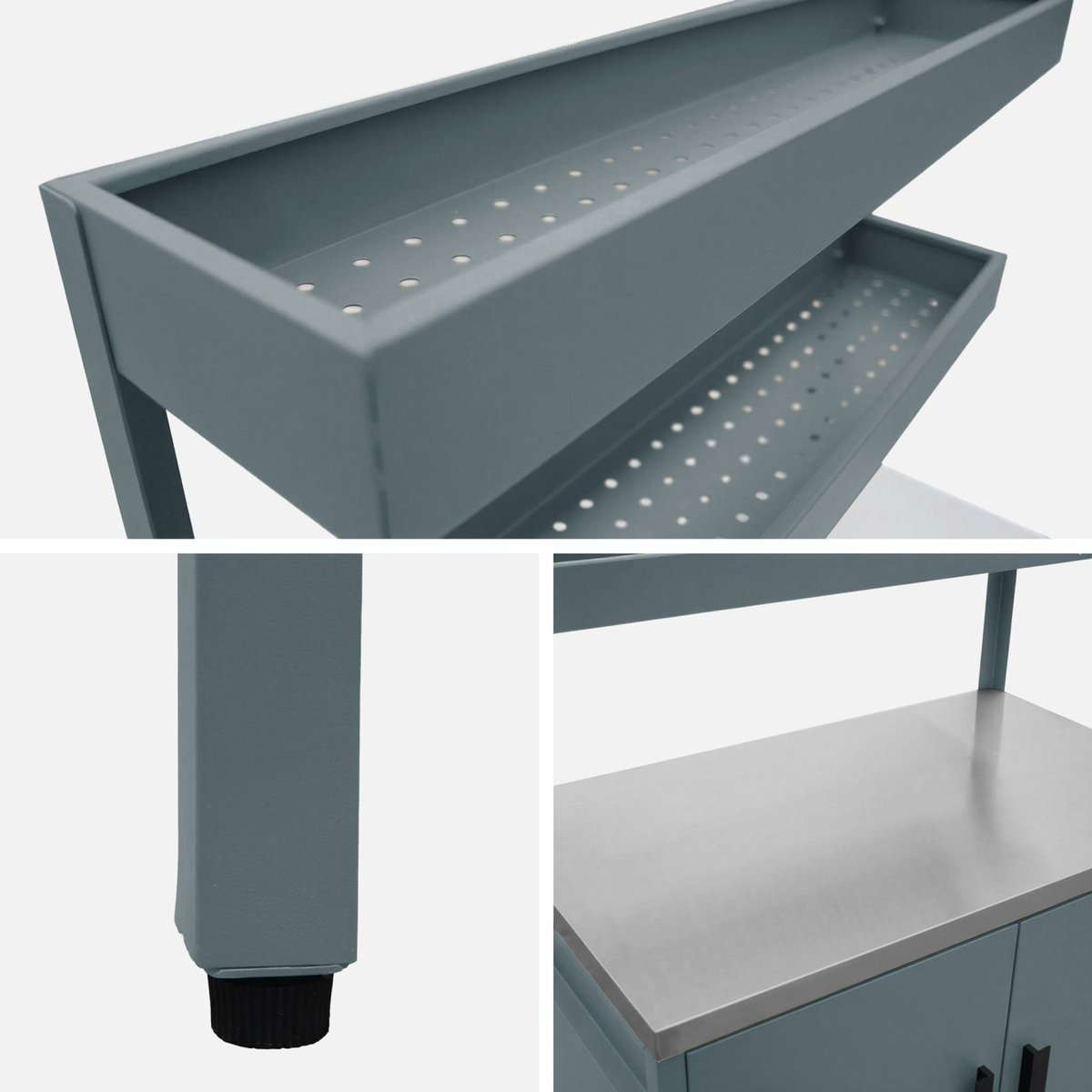 Module de cuisine extérieure acier 2 étagères suspendues 2 portes L80cm NAXOS noir, SWEEEK