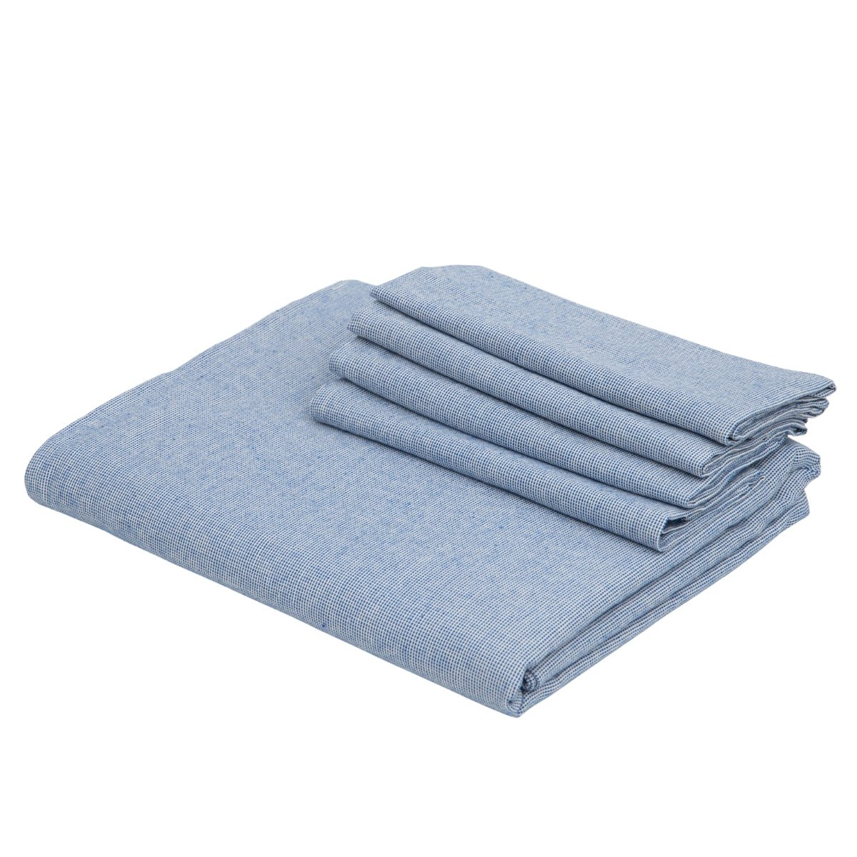 Nappe + 8 serviettes coton COLETTE bleu grec, FEBRONIE