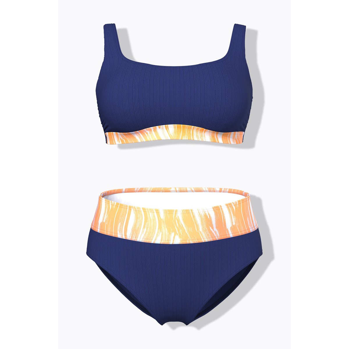 Bikini à bonnets souples. Bretelles marine, ULLA POPKEN