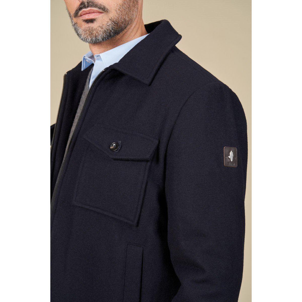 Blouson lainage droit multipoches bleu marine, MCS