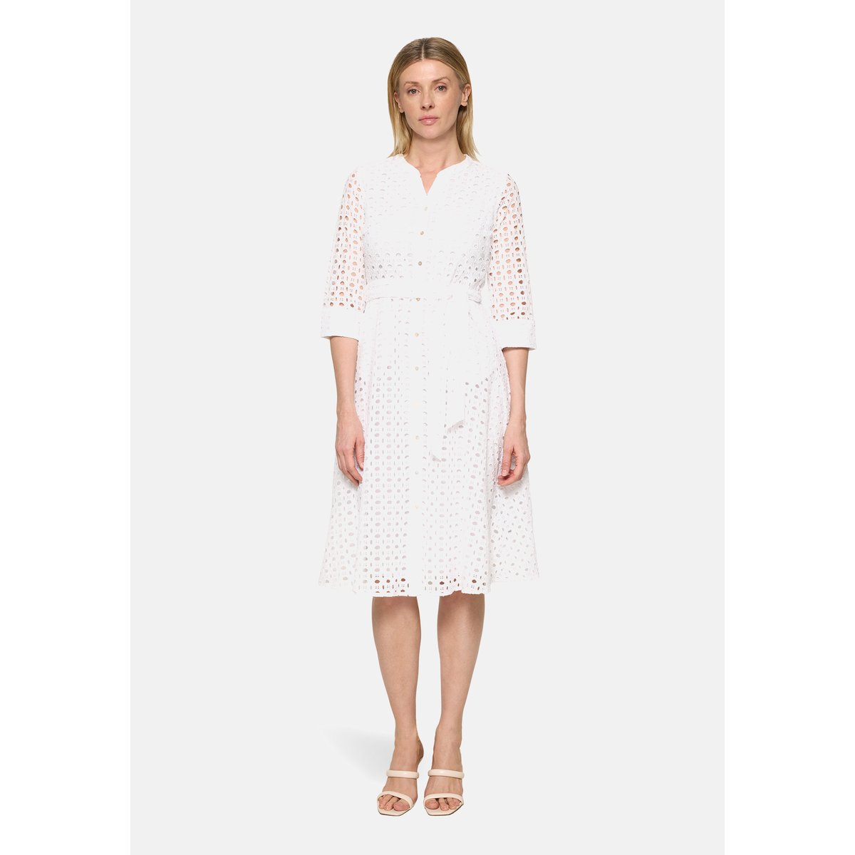 Robe-chemisier à ceinture à nouer blanc, BETTY & CO